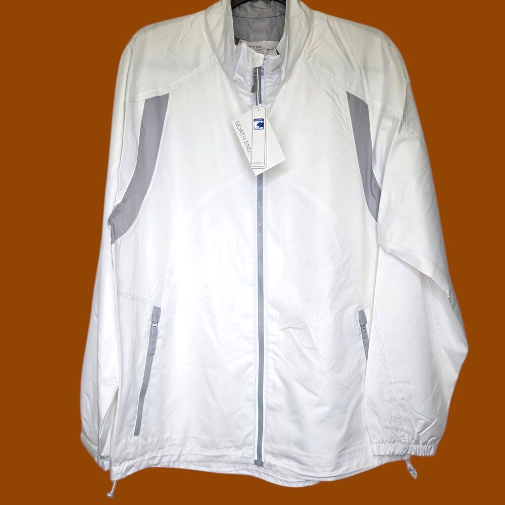 Men's Water Resistant North End Reflective Lightweight Jacket White/Grey Sz MED